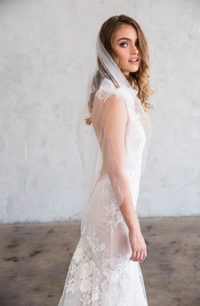 Shop Brides And Hairpins Leola Swarovski Crystal Fingertip Veil In Light Ivory