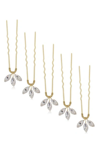 Shop Brides And Hairpins Arden Set Of 5 Swarovski Crystal Hair Pins In Gold