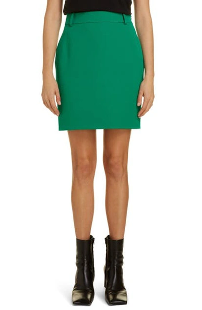 Shop Balenciaga Logo Tab Twill Miniskirt In Emerald Green