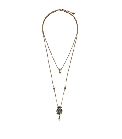 Shop Alexander Mcqueen Beetle Double Chain Necklace