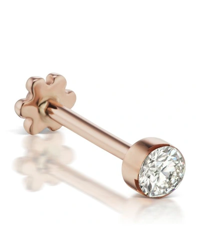 Shop Maria Tash Rose Gold And Diamond Threaded Stud Earring (3mm)