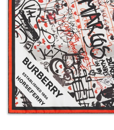 Shop Burberry Silk Graffiti Print Scarf