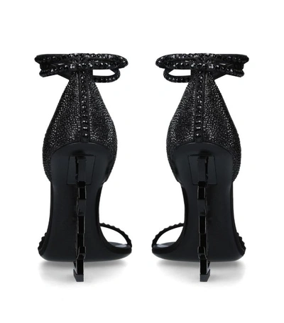 Shop Saint Laurent Leather Embellished Opyum Sandals 110