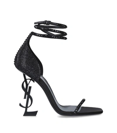 Shop Saint Laurent Leather Embellished Opyum Sandals 110