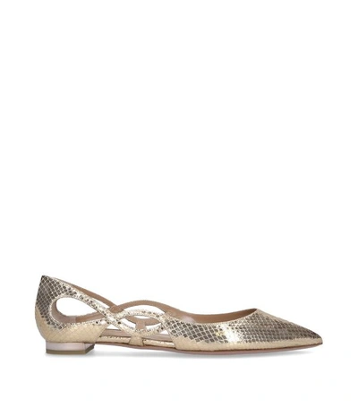 Shop Aquazzura Leather Forever Ballet Flats