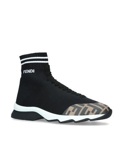 Shop Fendi Lace-up Logo Sock Sneakers