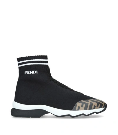 Shop Fendi Lace-up Logo Sock Sneakers