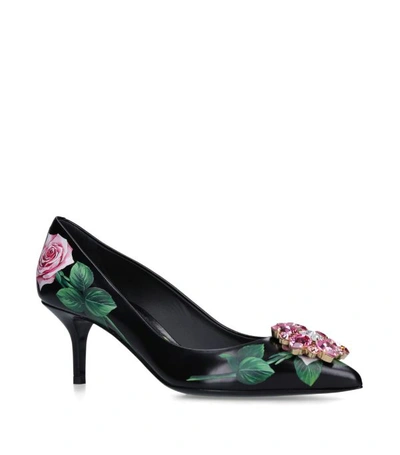 Shop Dolce & Gabbana Leather Tropical Rose Pumps 60