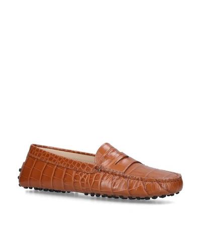 Shop Tod's Croc-embossed Leather Gommino Driving Shoes