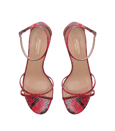 Shop Aquazzura Snake Print Leather Purist Sandals 50