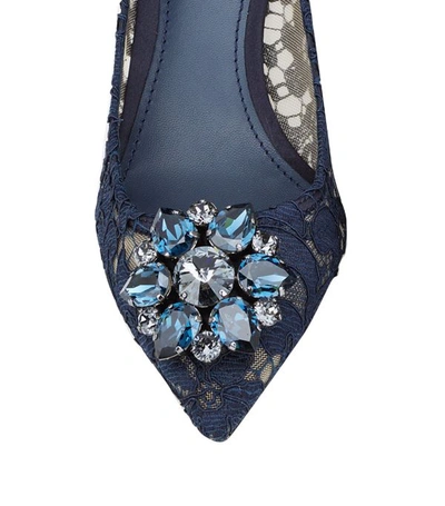 Shop Dolce & Gabbana Embellished Lace Rosa Pumps 60 In Navy