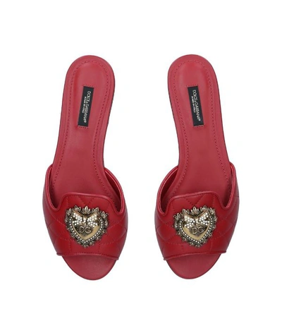 Shop Dolce & Gabbana Leather Devotion Heart Mules