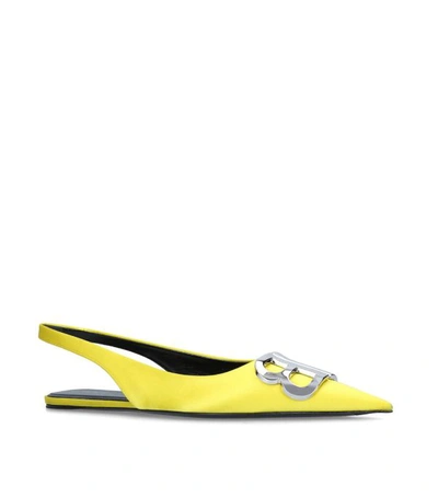 Shop Balenciaga Satin Bb Slingback Flats