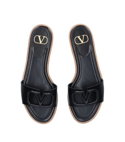 Shop Valentino Garavani Leather Vlogo Slides