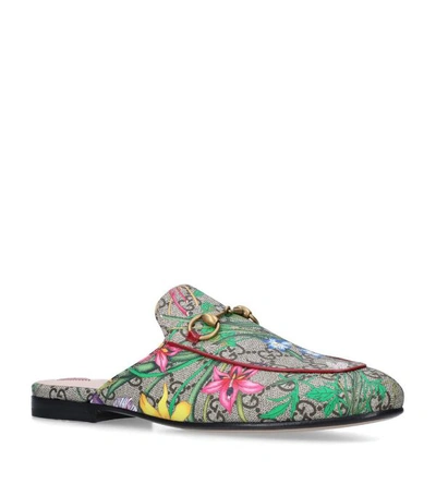 Shop Gucci Leather Flora Princetown Slippers