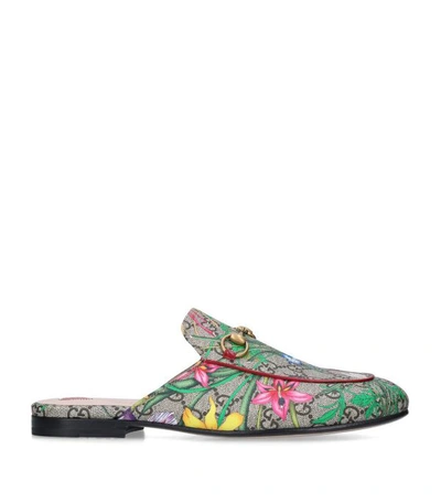 Shop Gucci Leather Flora Princetown Slippers