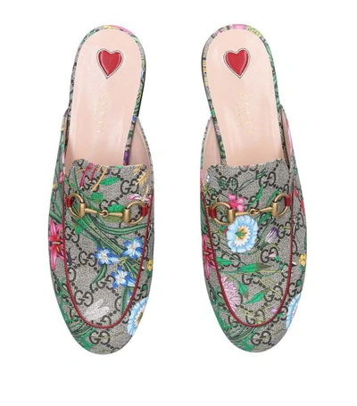 Shop Gucci Leather Flora Princetown Slippers