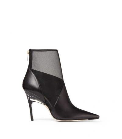 Shop Jimmy Choo Sioux 100 Leather Mesh Ankle Boots