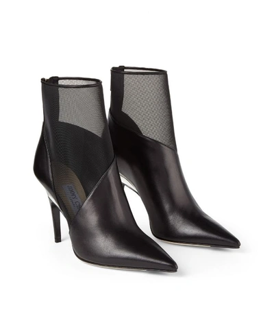 Shop Jimmy Choo Sioux 100 Leather Mesh Ankle Boots