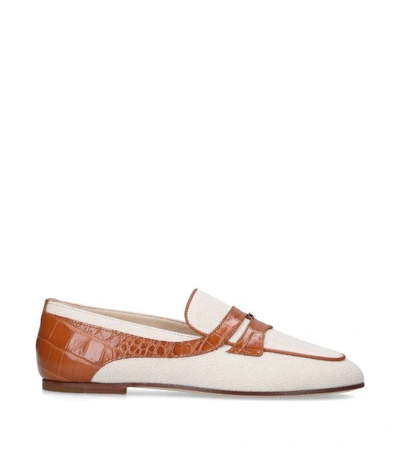 Shop Tod's Canvas And Leather Loafers