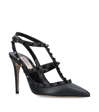 Shop Valentino Leather Rockstud Heels 100 In Multi