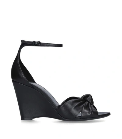 Shop Saint Laurent Leather Lila Wedge Sandals 85