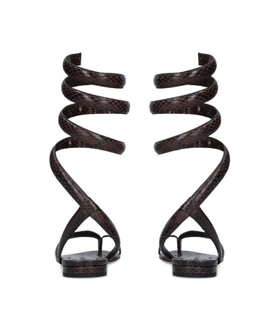 Shop Bottega Veneta Snake-embossed Ankle Sandals