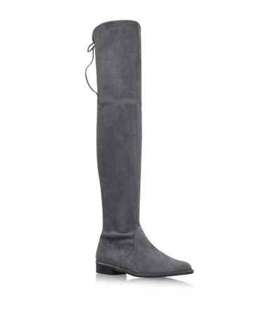 Shop Stuart Weitzman Suede Lowland Thigh High Boots In Grey