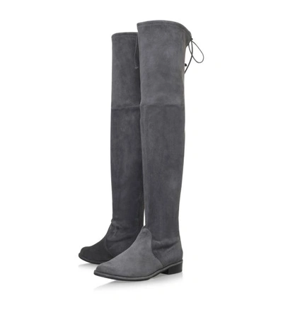 Shop Stuart Weitzman Suede Lowland Thigh High Boots In Grey