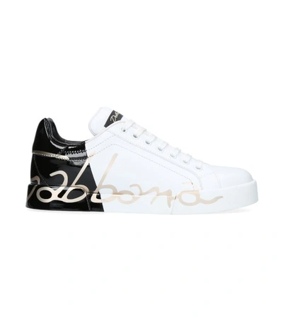 Shop Dolce & Gabbana Leather Portofino Logo Sneakers