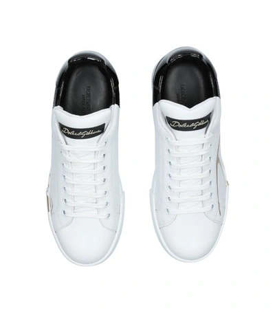 Shop Dolce & Gabbana Leather Portofino Logo Sneakers