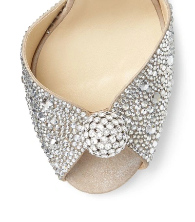 Shop Jimmy Choo Sacora 100 Crystal-embellished Sandals In Nude