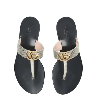 Shop Gucci Leather Marmont Sandals