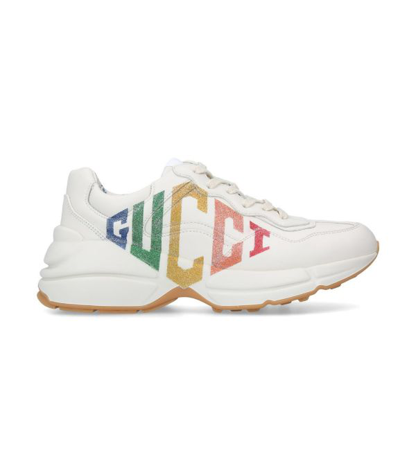 rhyton glitter gucci leather sneaker