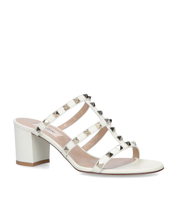 valentino white rockstud sandals