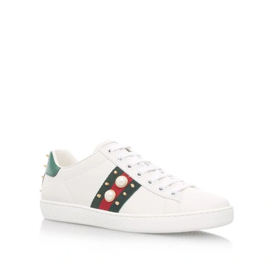 Shop Gucci Pearl Stud Ace Sneakers