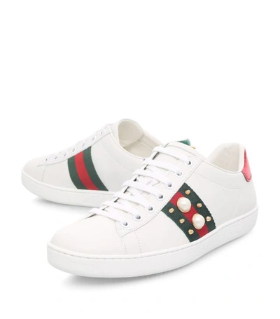 Shop Gucci Pearl Stud Ace Sneakers