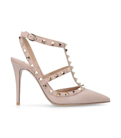 Shop Valentino Garavani Leather Rockstud Pumps 100