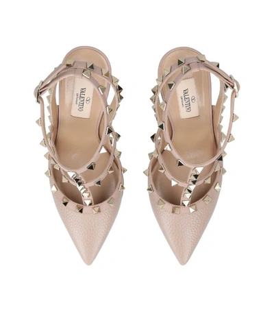 Shop Valentino Garavani Leather Rockstud Pumps 100