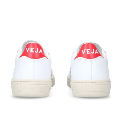 Shop Veja Leather V-10 Sneakers In White