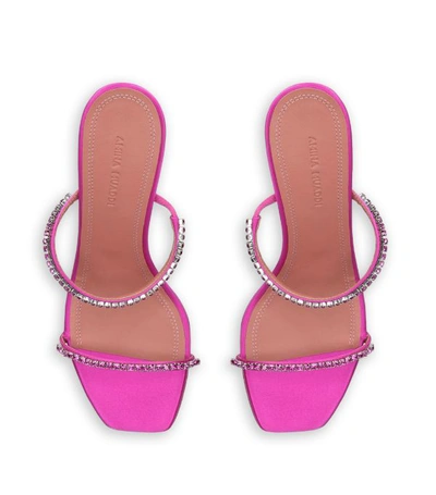 Shop Amina Muaddi Satin Crystal Gilda Sandals 70