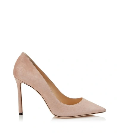 Shop Jimmy Choo Romy 100 Suede Pumps In Ballet Pink