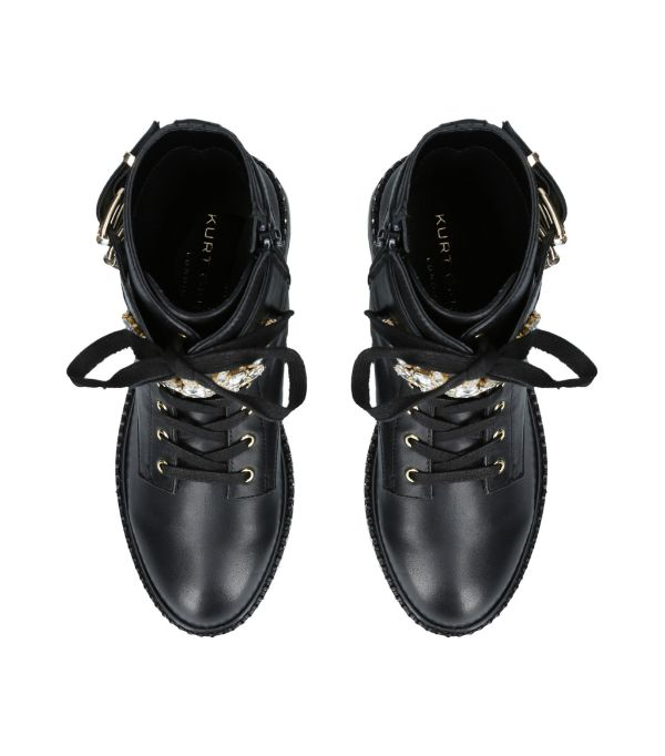 Kurt Geiger Stoop Leather Biker Boots In Black | ModeSens