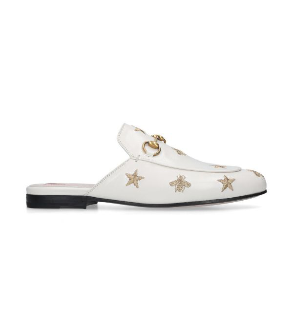 princetown embroidered leather slipper