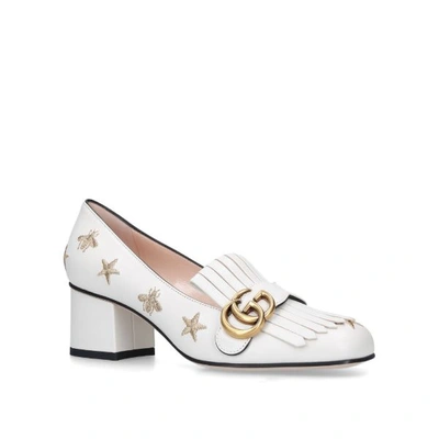 Shop Gucci Leather Marmont Embroidered Pumps 55