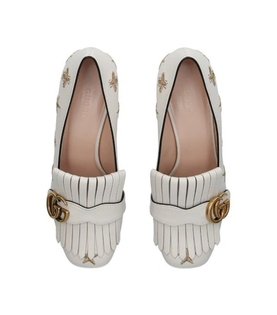 Shop Gucci Leather Marmont Embroidered Pumps 55
