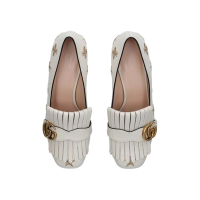 Shop Gucci Leather Marmont Embroidered Pumps 55