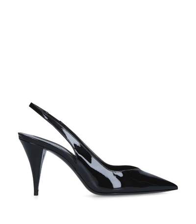 Shop Saint Laurent Patent Kiki Slingback Heels 85