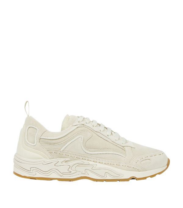 Sandro Flame Leather And Mesh Trainers In Neutrals | ModeSens
