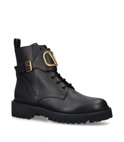 Shop Valentino Vlogo Combat Boots In Black